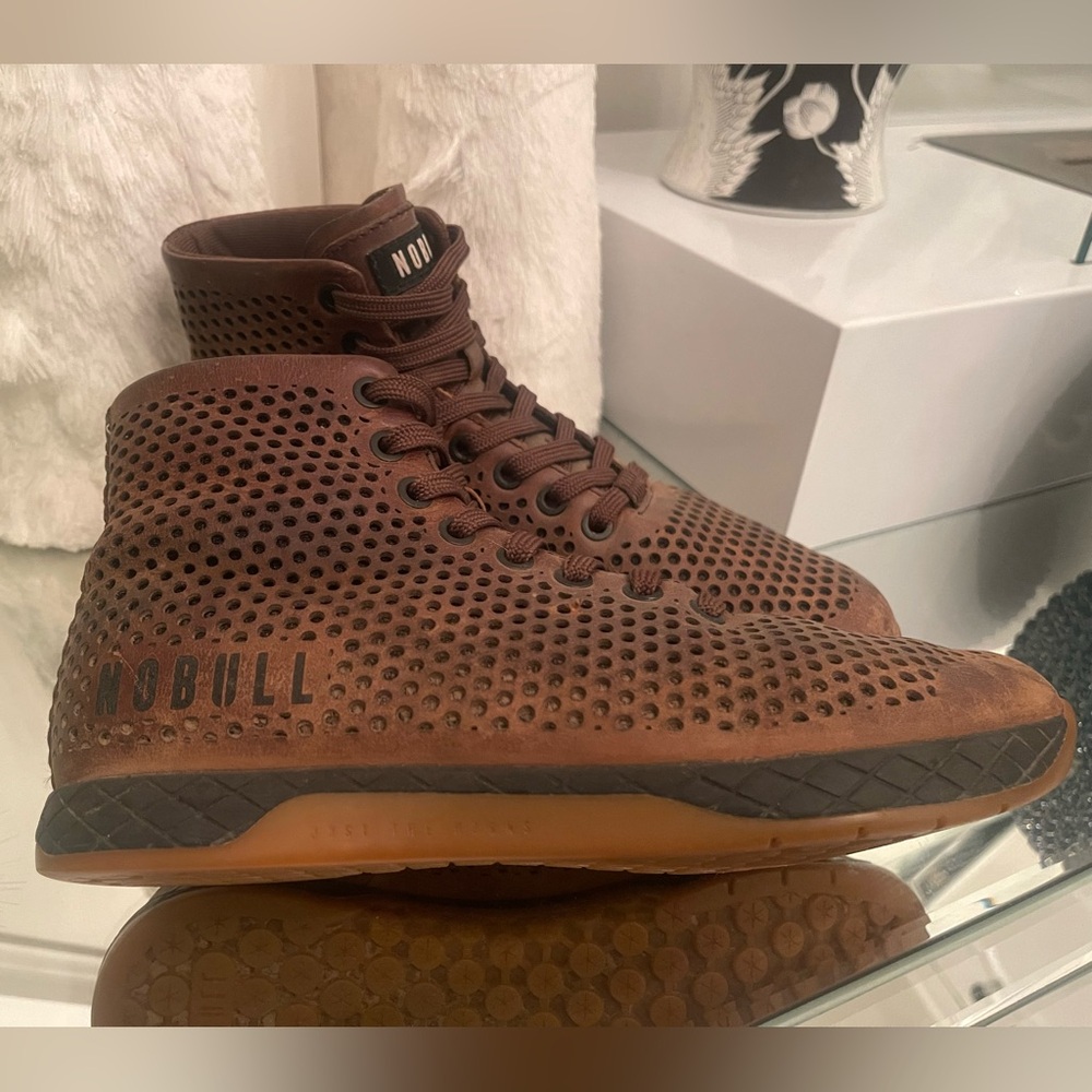 NOBULL (Tom Brady) High-Top Leather Trainers Brown Unisex CrossFit
